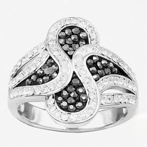 Sophisticated Black and Silver Women's Ring